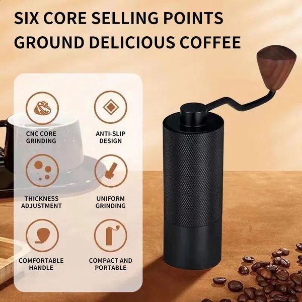 Manual coffee grinder with adjustable internal settings dual bearing position French press manual gift 241014
