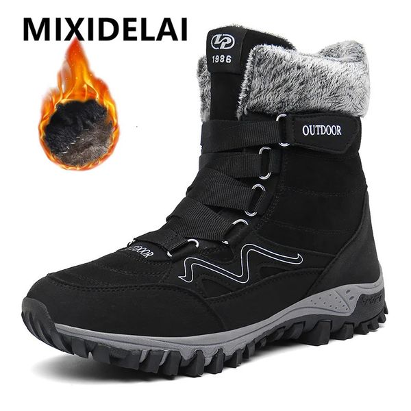 Winter Mens Snow Boots Plush Warm Mens Ankle Boots Plus Size Waterproof Mens Boots Outdoor Non slip Hiking Boots Work Shoes 241118