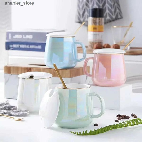 Mugs Colorful pearl glass cups coffee cups coffee and beverage cups coffee cups tea cups beer interesting ceramic cups L240910