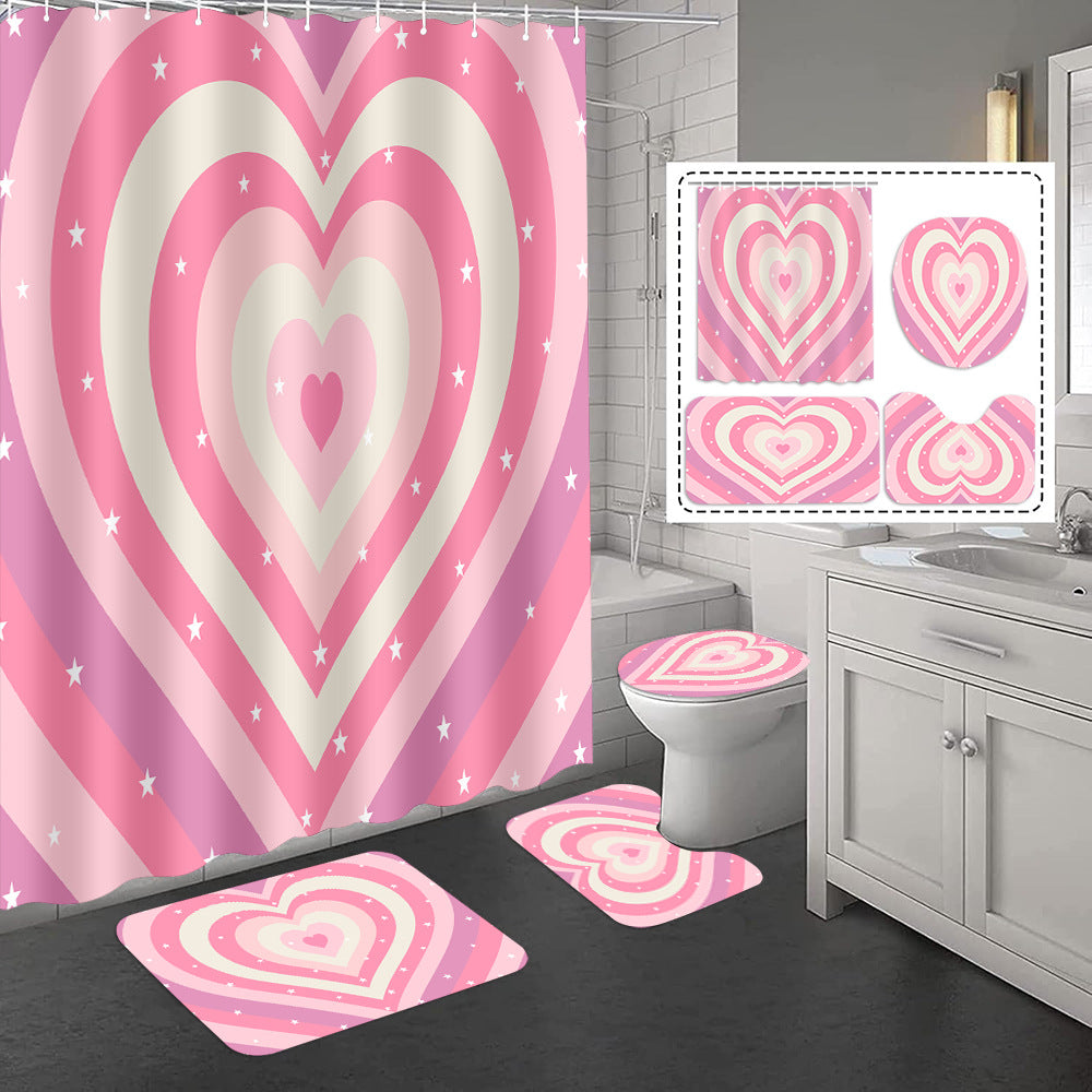 YL-37419 Hot selling shower curtain manufacturer Bomi digital printed polyester shower curtain non-slip mat set