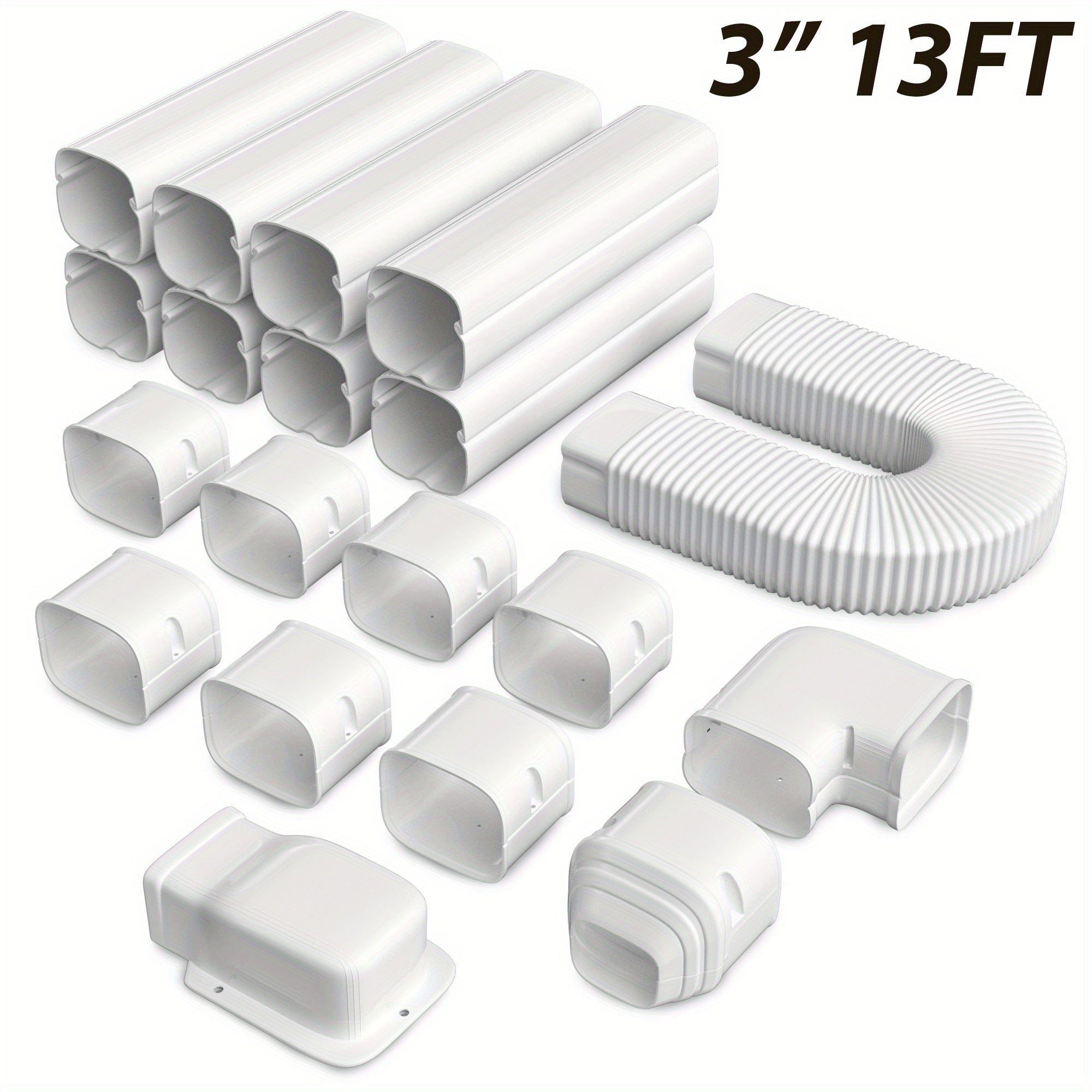 TEMU 13ft 3" Cover Kit For Mini Split Air Conditioners, Decorative Ac Tubing Protector With Flexible Pipe, No Electricity Needed, Compatible With