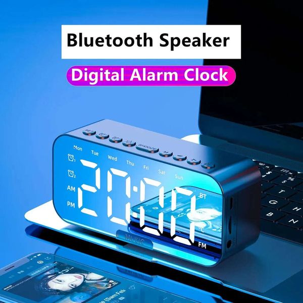 1PC LED digital alarm and Bluetooth, speaker mirror indoor decorative table TM temperature radio FM