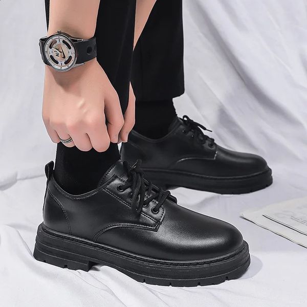 Men Formal Shoes Casual Business Leather Shoe British Style Student Thick Soled Lace Up Round toe Non Slip Comfort Outdoor 250114
