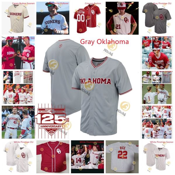 Oklahoma Sooners Baseball Jersey Bryce Madron Jackson Nicklaus Easton Carmichael Dakota Harris Kendall Pettis Braden Carmichael Custom 2024