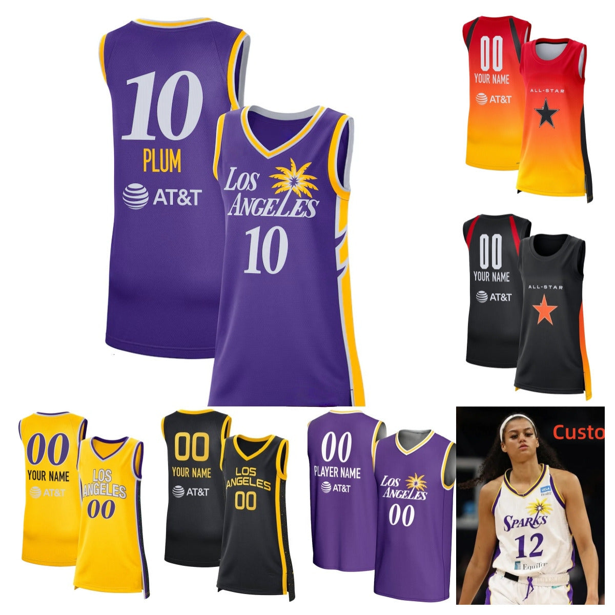 Kelsey Plum Sparks Jersey Basketball Dearica Hamby Rickea Jackson Azura Stevens Rae Burrell Cameron Brink Julie Allemand Emma Cannon Alissa Pili Men