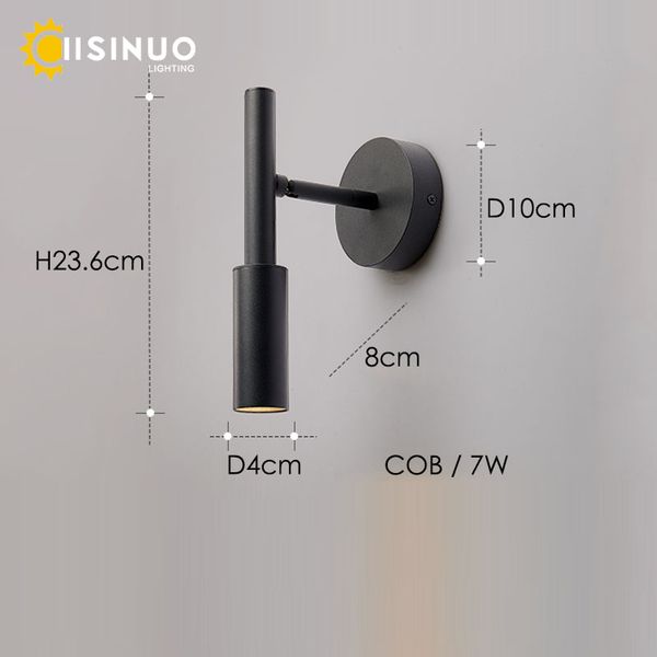 Black Wall Mounted Reading Light Adjustable Wall Sconces LED 7W Rotating Swing Arm for Bedside Living Room Loft Staircase Decora