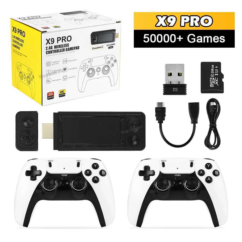 128G X9 PRO TV Video Game Console Retro Game Stick 45 Emulators for PS1PSPNDSN64 40000 Family Games with 24G Dual Controller D250901