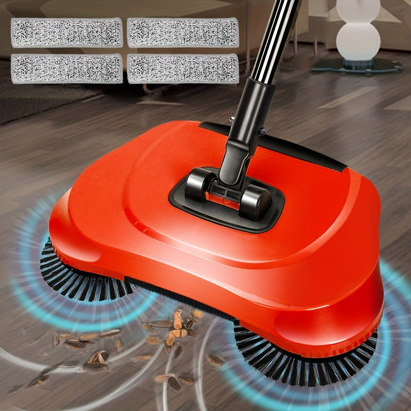 TEMU Multifunctional Hand Push Sweeper & Vacuum - Floor Cleaning Push Broom And Mop Set All Hard Floors, Pet Hair & Dust Removal - Ideal For Bedroom,