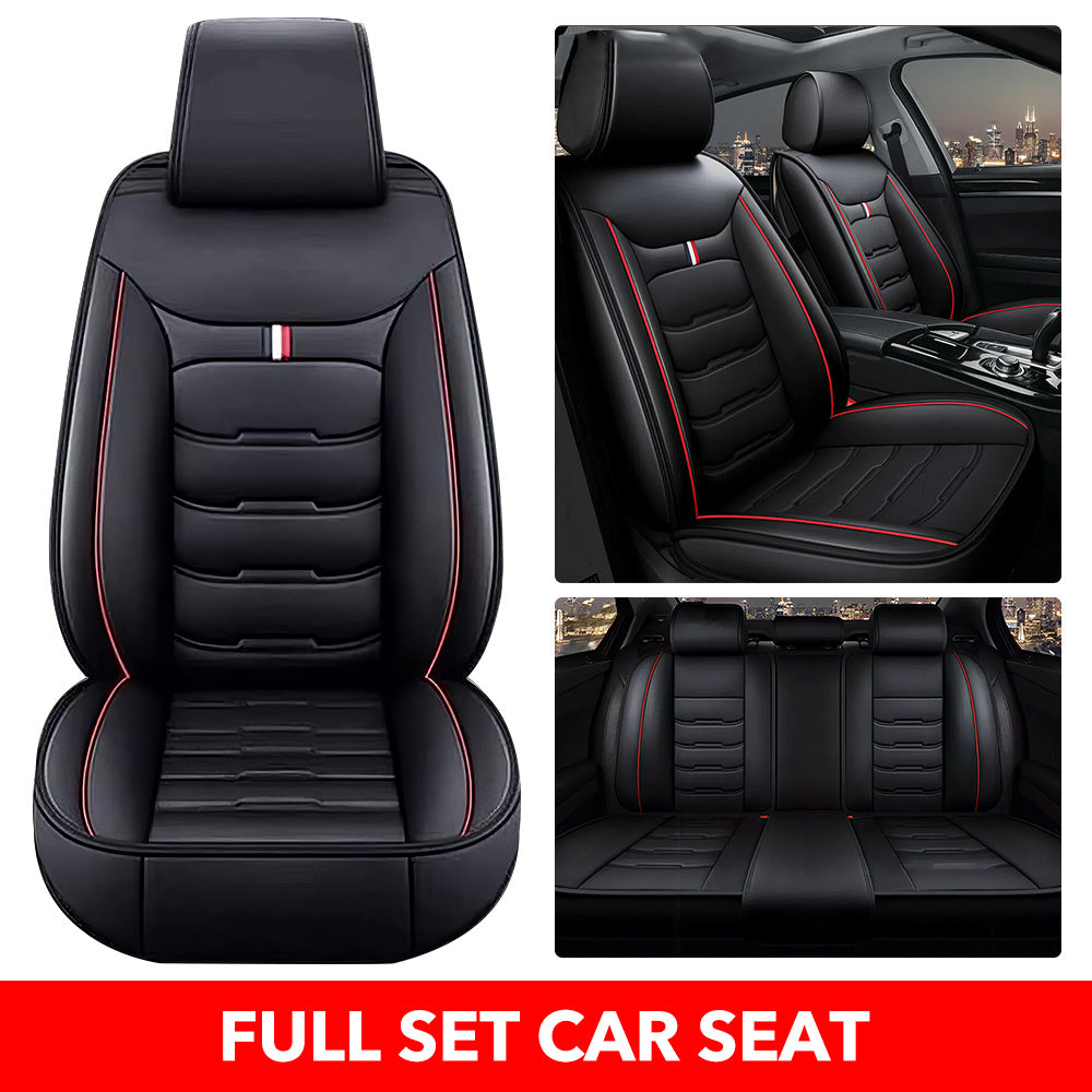 TEMU 5 Seat Premium Leather Full Set Car Seat Cover Full Surrounded Cushion Protector Universal Fit For Most Cars, Trucks, Sedans And Suvs With