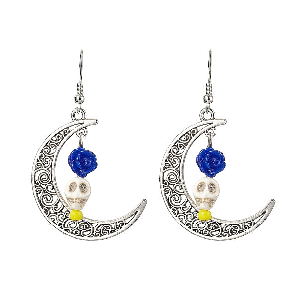 Boucles d'oreilles pendantes turquoise synthétique en alliage d'Halloween