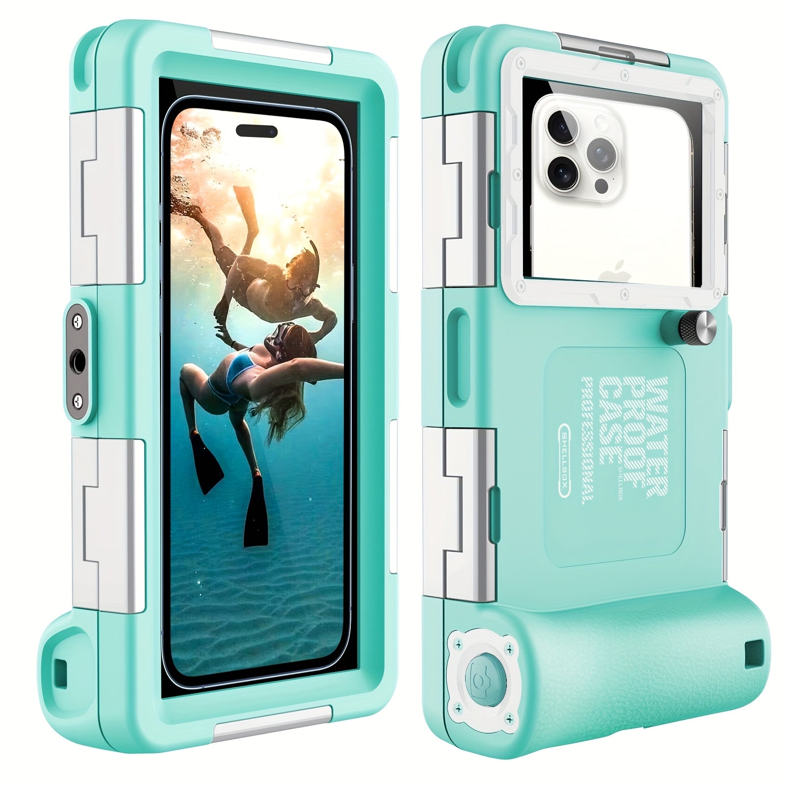 TEMU Underwater Snorkeling Diving Phone Case For Phone 16-15-14-13-12-11 Pro Max-xr-xs-x S24-s23-s22.[50ft-15m] Professional Dive Waterproof Case
