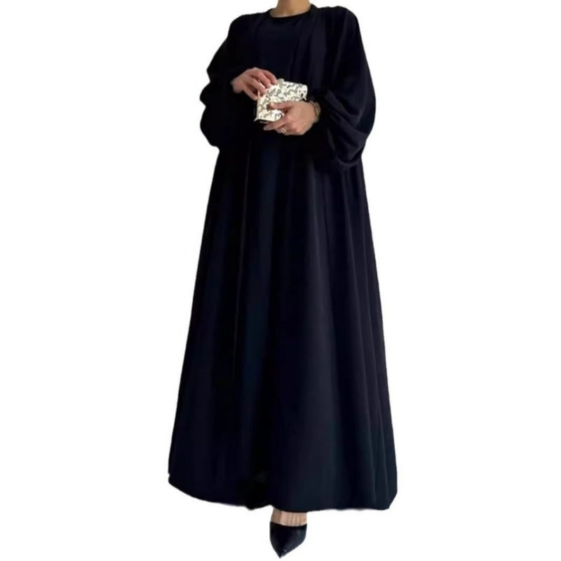 (617) Customized Women Tie Waist Loose Outerwear Long Robe