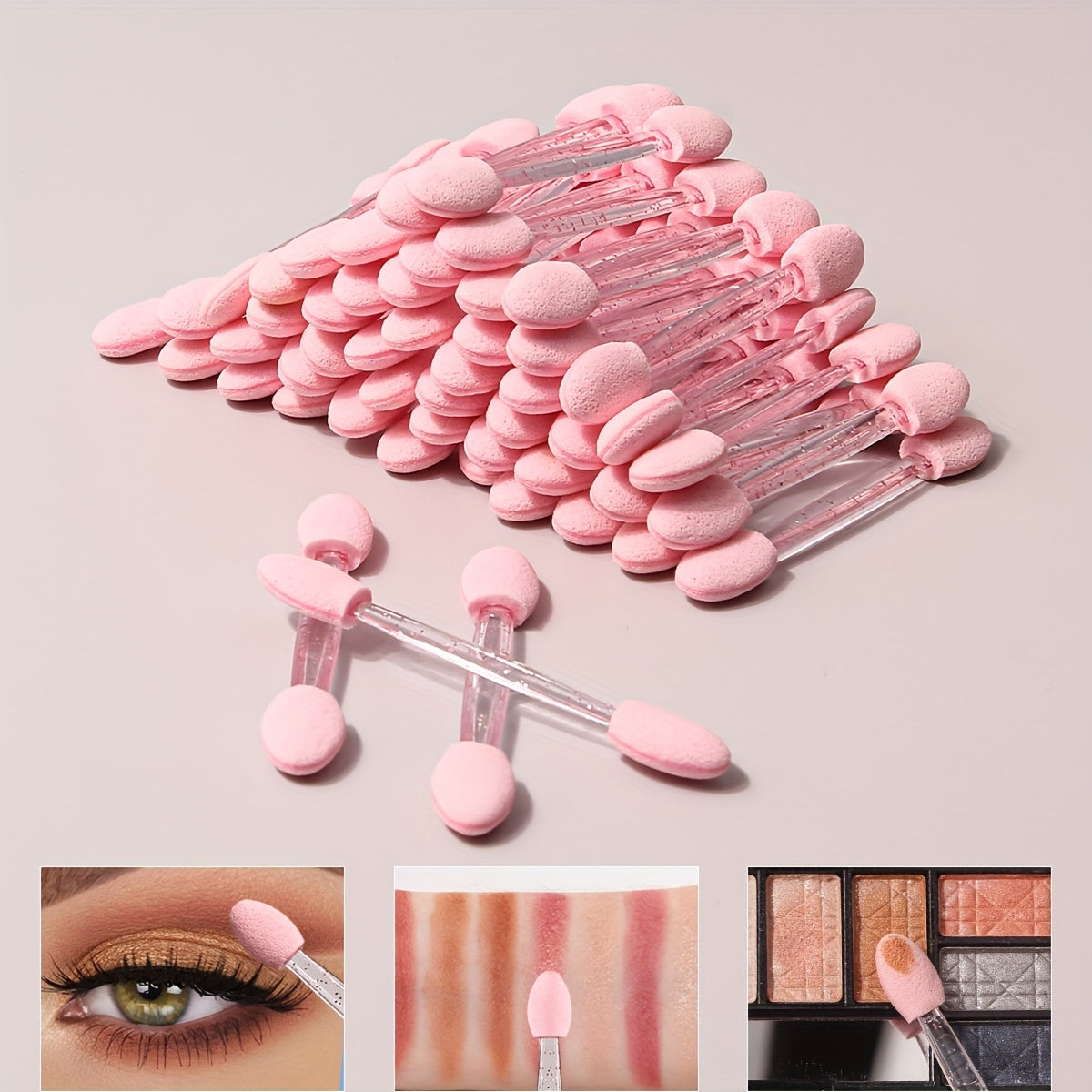 TEMU Eyeshadow Applicators, 50pcs Eyeshadow Applicator Double Sided Eye Makeup Applicators Short Sponge Eyeshadow Applicator