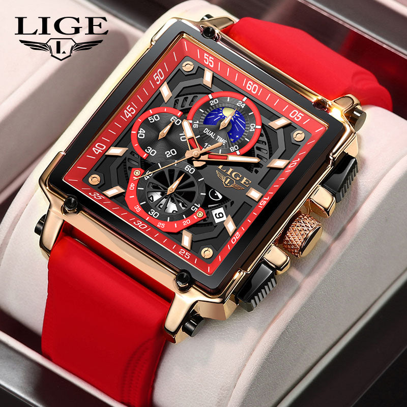 LIGE New Business Watch Quartz Watch Square Dial Fashion Classic Men&#039;s Watch Sports Night Light Clock Gift