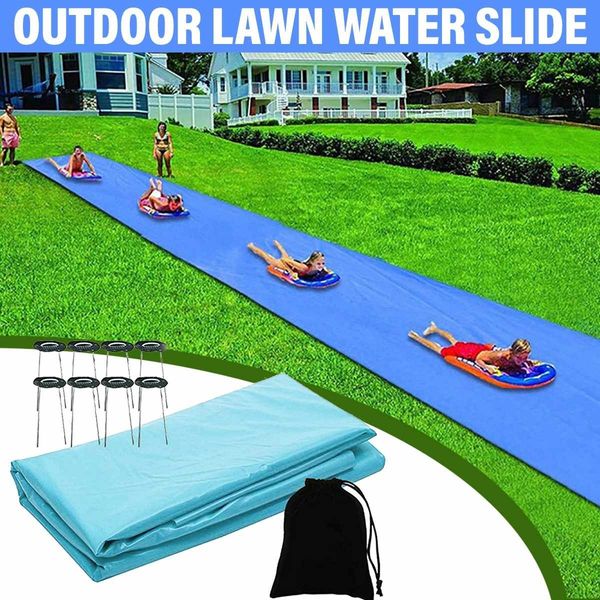 Sand Play Water Fun 8M Giant Surf Slide Lawn Slides Pools For Kids Summer PVC Games Center Backyard Outdoor Children Adult Toys 230731