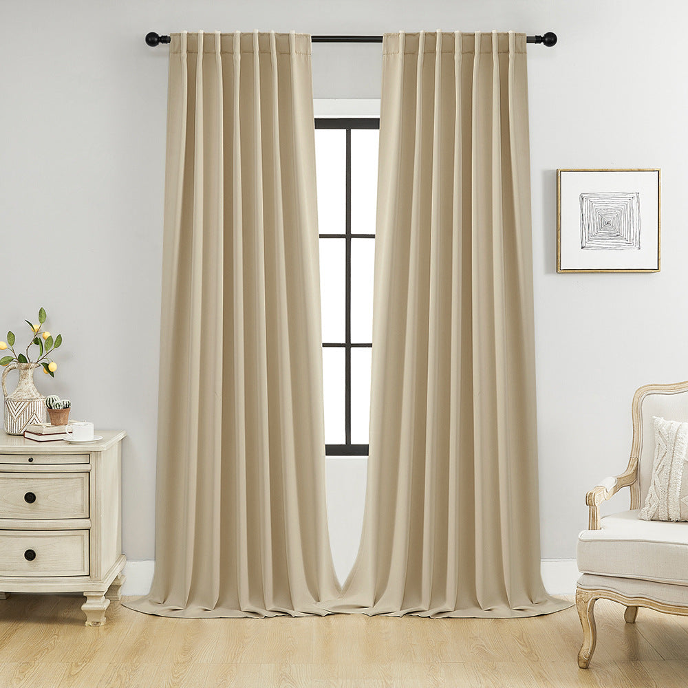 YL-36886 Thickened double-sided linen blackout curtains engineering hotel school sound insulation heat insulation blackout cotton linen curtain