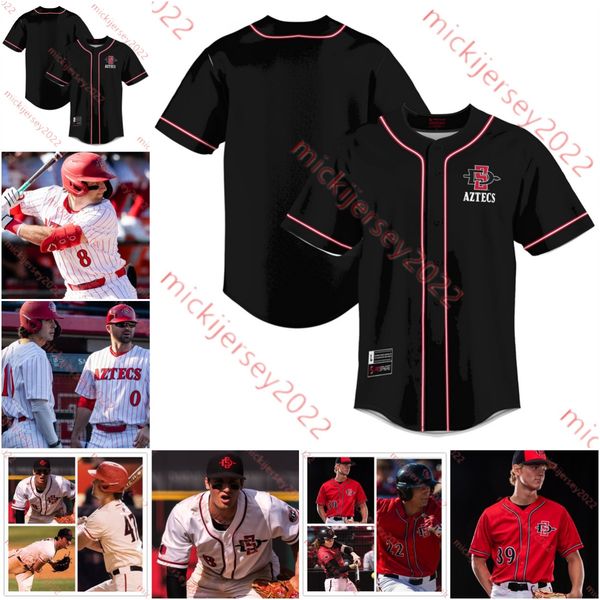 Custom San Diego State Aztecs Baseball Jersey Collection Scarlet White Mens Casual Style