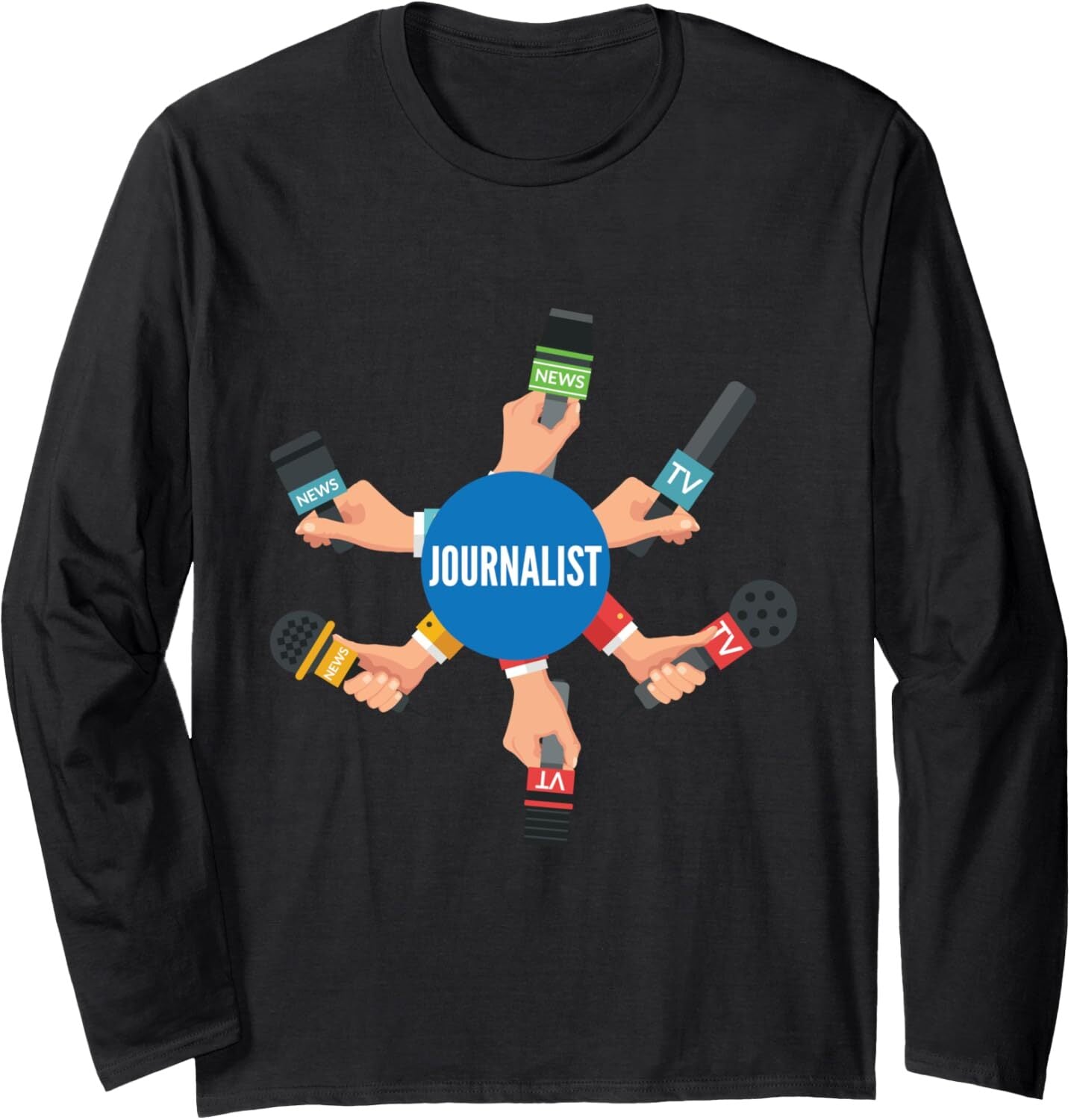 Long Sleeve Shirts for Men sweatshirt Funny News Reporter Microphone Journalist B-Day Gift Long Sleeve Tee Streetwear Casual tops clothes