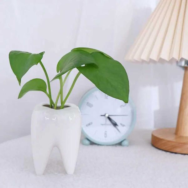 Planters Pots Creative Ceramic Tooth Shape Flower Pot Cute Funny Vase Garden Home Decor Balcony Succulent Plants Flowerpot S2412216