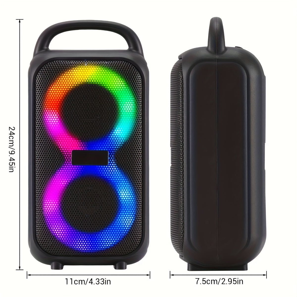 TEMU 6000w Portable Speaker With Subwoofer, Built-in Microphone, Dual 8-inch Speakers, 7 Color , Wireless Charging, Usb Rechargeable, Ideal For