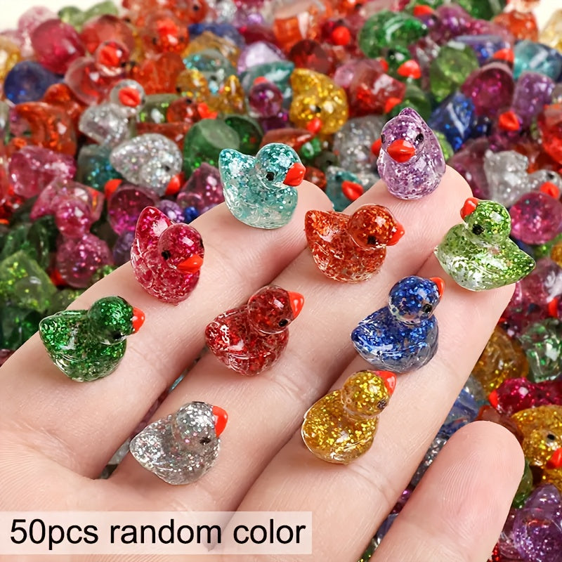 TEMU 50 Sparkling Mini Ducks Glitter And High , Micro Landscape Moss Creative Car Desktop Ornaments