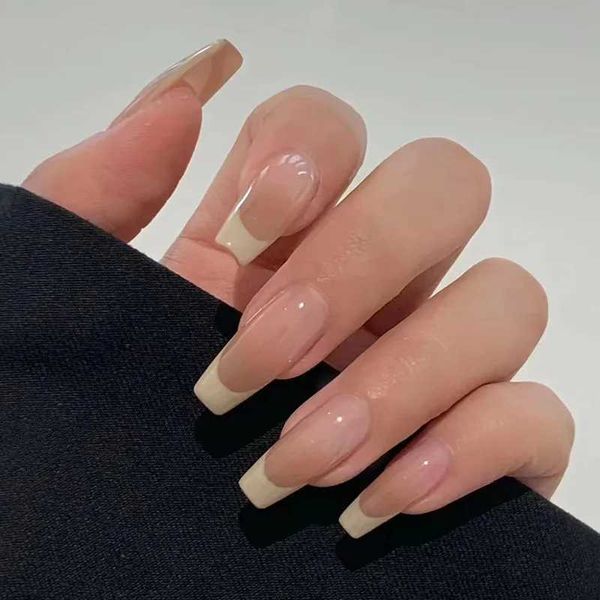 24 pieces of pressed nails pink gradient fake nails glossy artificial fingers ergonomic reusable fake nails for women W240810