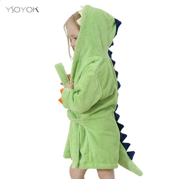 Cartoon Dinosaur Children Bathrobes Baby Kids Pajamas Hooded Beach Towel Bathrobe Soft Bath Robe Toddler Boys Girls Robes Gown 241227