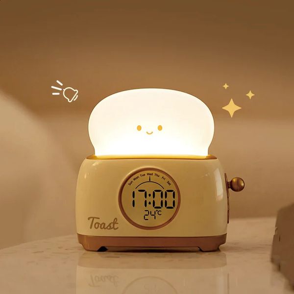 Kid Alarm Clock LED Night Light Digital Childrens Sleep Trainier For Home Bedroom Bedside Cute Temperature Display Reloj 250107