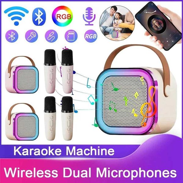 K12 Wireless Microphone Karaoke hine Speaker KTV HIFI Stereo Sound RGB Colorf LED Lights For Outdoor He Party Z241029