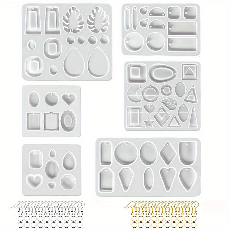 TEMU 86pcs Making Kit - Silicone Molds For Earrings, Pendants & Keychains With Crystal Epoxy Resin Crafting Tools