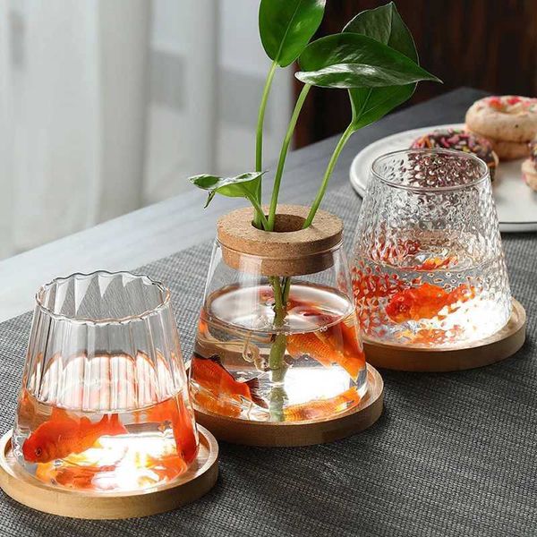 Planters Pots Simple Transparent Glass Flower Pots Mini Soilless Hydroponic Bottle Terrarium Greenery Plant Vase Home Living Room Table Deco