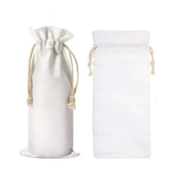 Bottle Blan Gift Wedding Bags Sublimation Canvas Wine Bag With Drawstring For Halloween Christmas Decoration Cpa5720