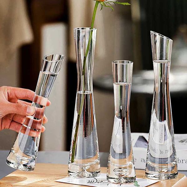 Vases Transparent Glass Flower Vase Small Vase Hydroponics Plant Flower Terrarium Luxury Room Table Home Decor Wedding Decoration z241212