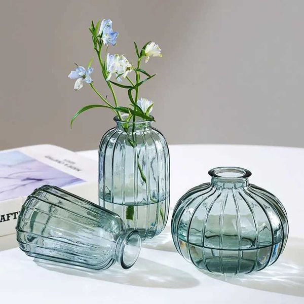 Creative Small Vase 3-piece Set The Glass Vase Transparent Water Cultured Green Pineapple Tabletop Flower Arrangement Ornaments S241144