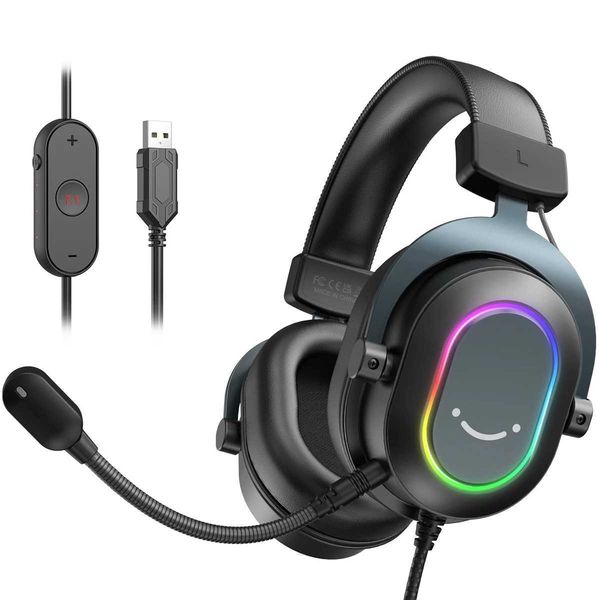 Headsets Fifine Dynamic RGB Gaming Headset with Mic Over Ear Headphones 7.1 Surround Sound PC 4 5 3 EQ Options Games Movies Music CL250107