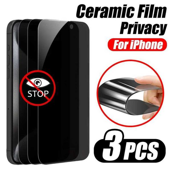 New Arrival 3PCS Privacy Ceramics Film For iPhone 15 13 14 12 11 Pro Max Mini Plus SE 6 7 XS Anti Peeping Screen Protector Not Glass T250116
