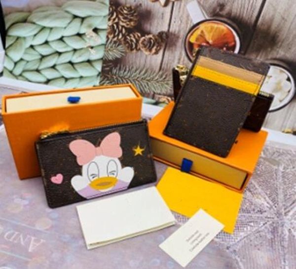 Classic Card Holders Credit card wallet package coin pack designer wallets Brown Checkered Leather Bank card package mini wallets clutch bag