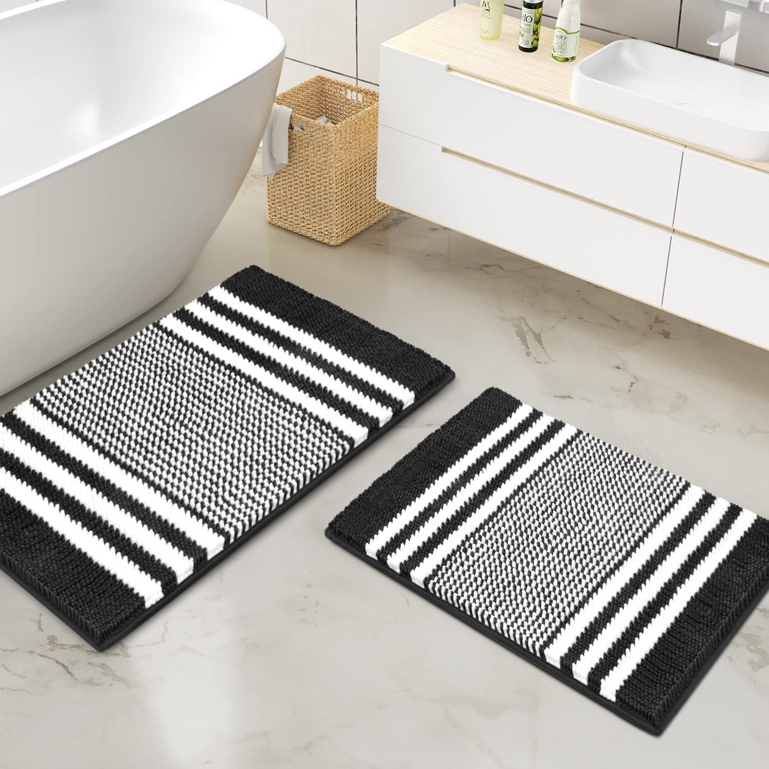 Floor Mat Bedroom Striped Carpet Bathtub Absorbent Bathroom Non-slip Mat