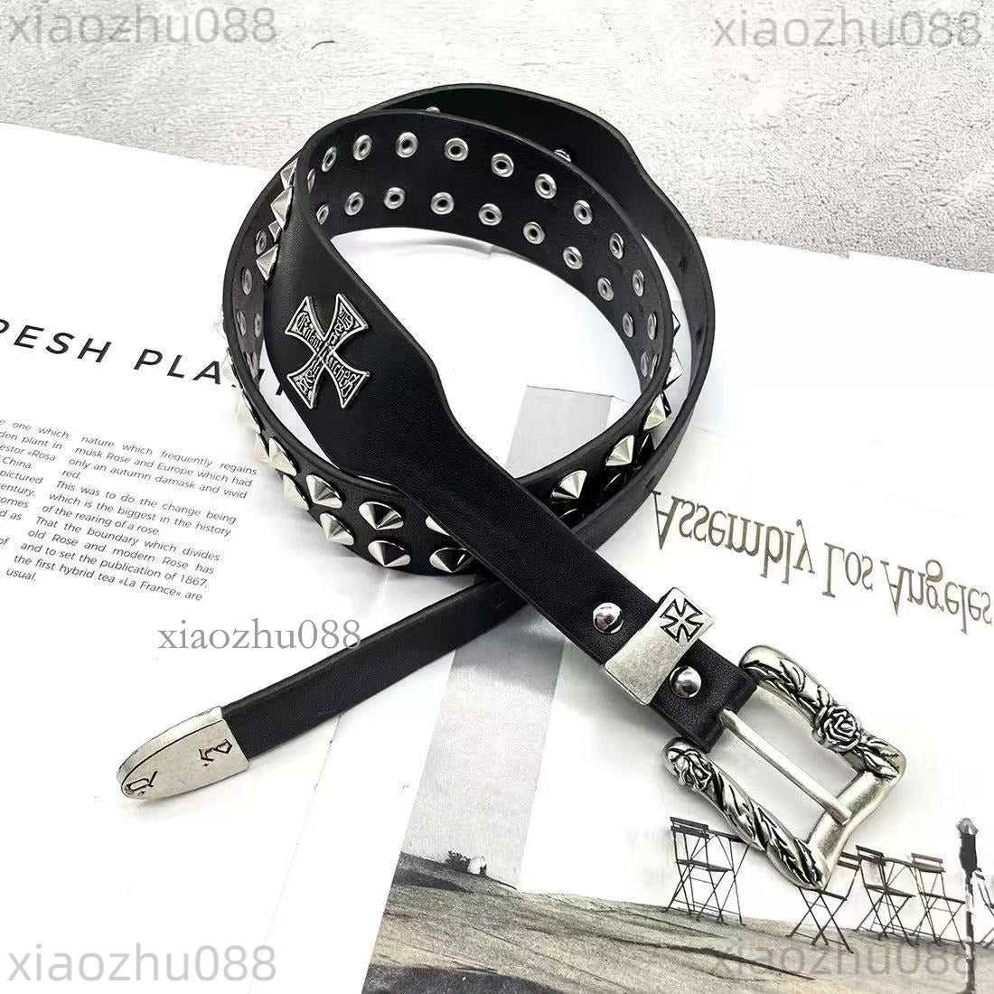 Retro Heavy Metal Rivets Men Womens ERD Belt Harley Locomotive Rock Punk Style Personality Belt Genuine Leather Jeans ERD Belt D47