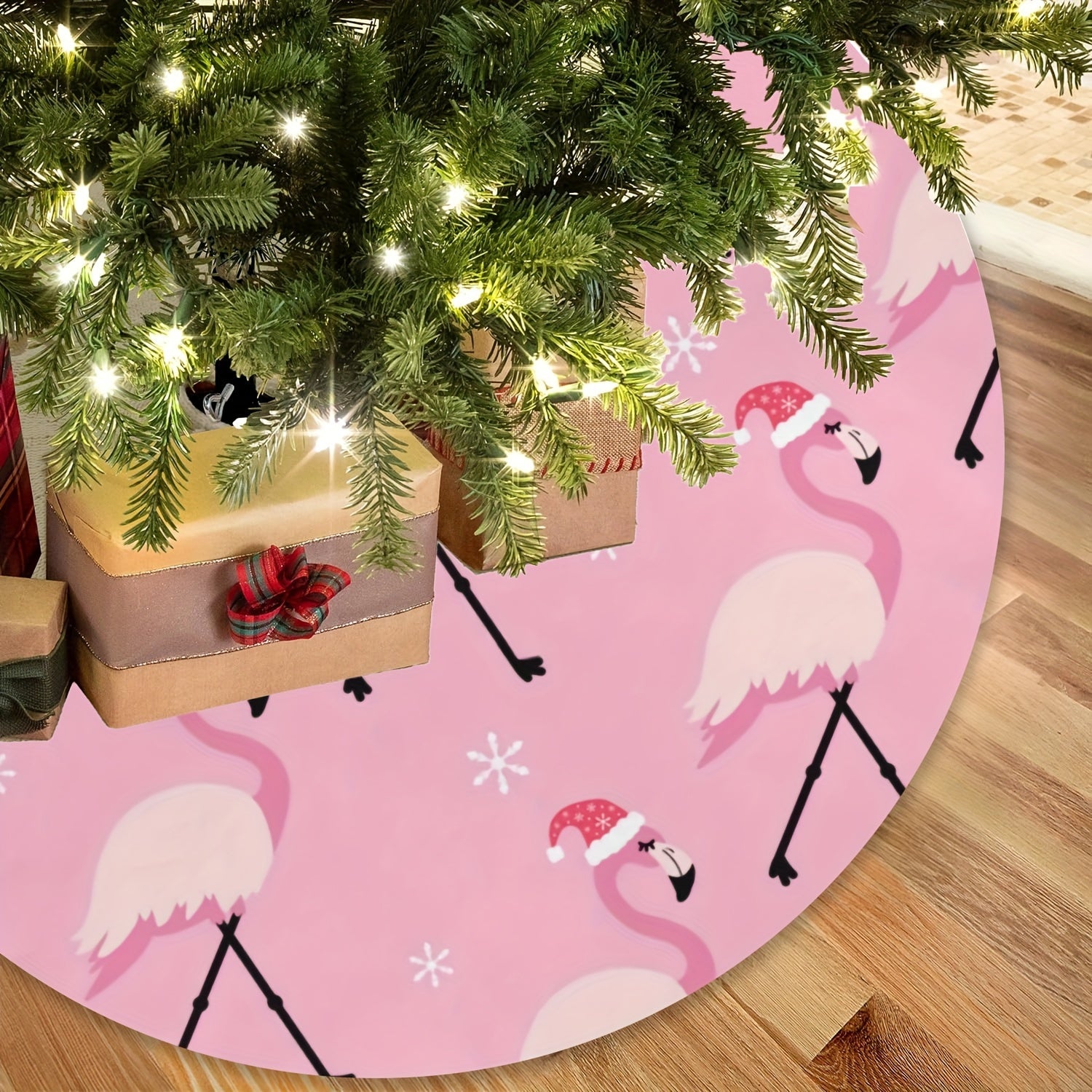 TEMU 1pc, Christmas Tree Skirt, Seasonal Tree Mat Holiday Party Supplies Ornaments Indoor Outdoor Decorations For Tabletop Trees, 48 Inch