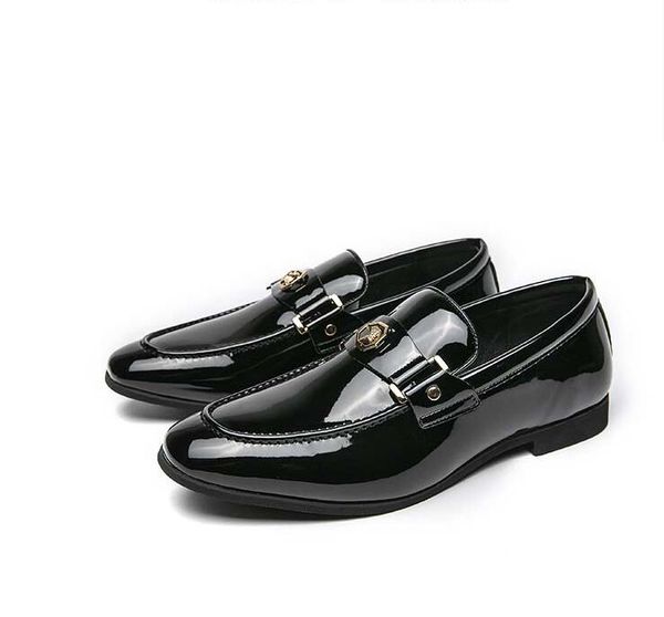 New Arrivals Loafers Men Buckled Shiny Black Leather Shoes Slip-On Office & Career Dress Shoes For Boys Party Shoes