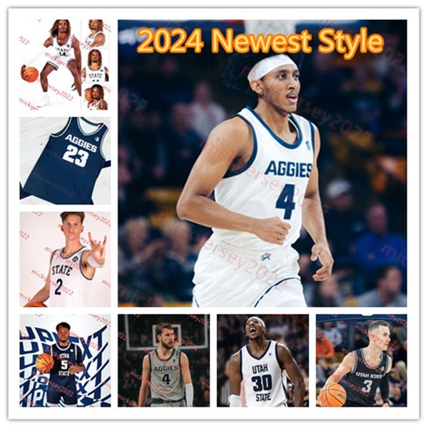Utah State 2024 Basketball Jersey RJ Eytle-Rock Cade Potter Max Shulga Szymon Zapala Conner Gillis Connor Odom Utah State Aggies Jerseys Cus