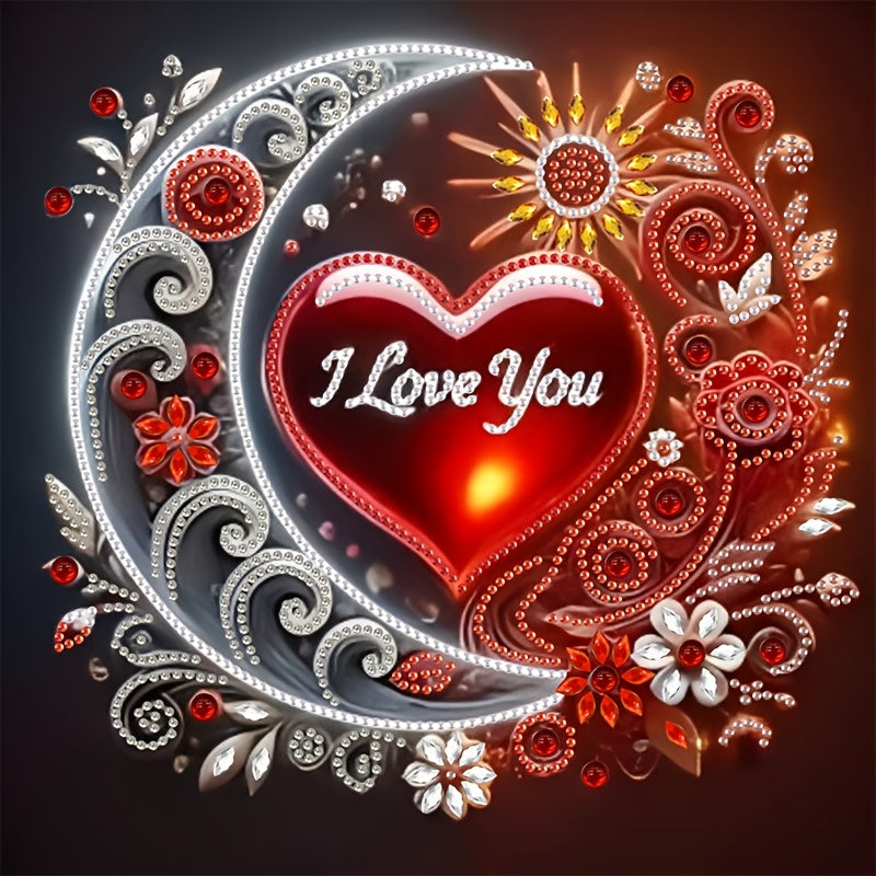 TEMU And Red Heart Kit 11. 8*11. 8in - 5d Diy Crystal And Acrylic Mosaic, Unique Irregular Shaped Diamonds, Frameless Handmade Wall Decor Gift,