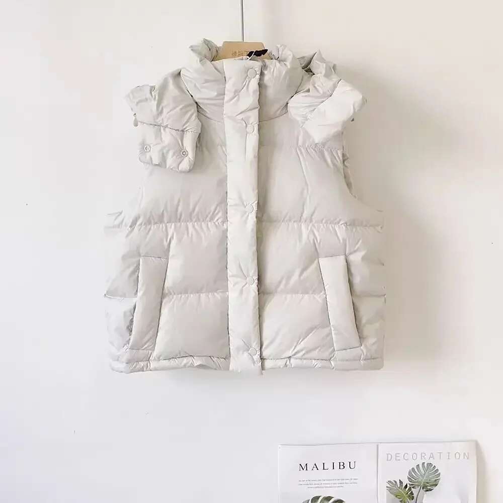 Women Wunder Puff Winter New Style Vertical Collar Down Vest Women&#039;s Short Commuting Casual Detachable Hooded Warm Jacket