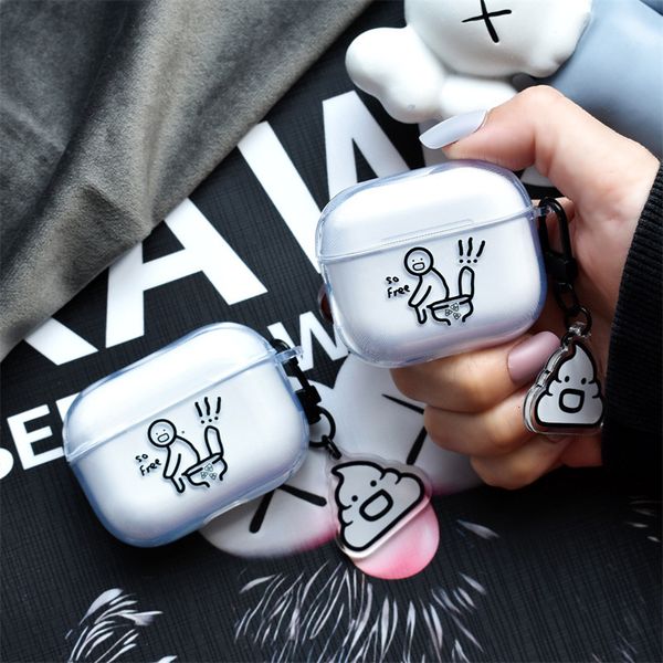 ddmygifts Funny poop soft shell Pro 1-2-3 generation Bluetooth earphone protective case suitable for transparent chain A