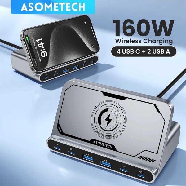 160W USB C Desktop Charger Wireless Charger Quick Charge 4.0 QC 3.0 PD Type C Fast Charging for IPhone 15 14 Pro Laptop SamsungM240731