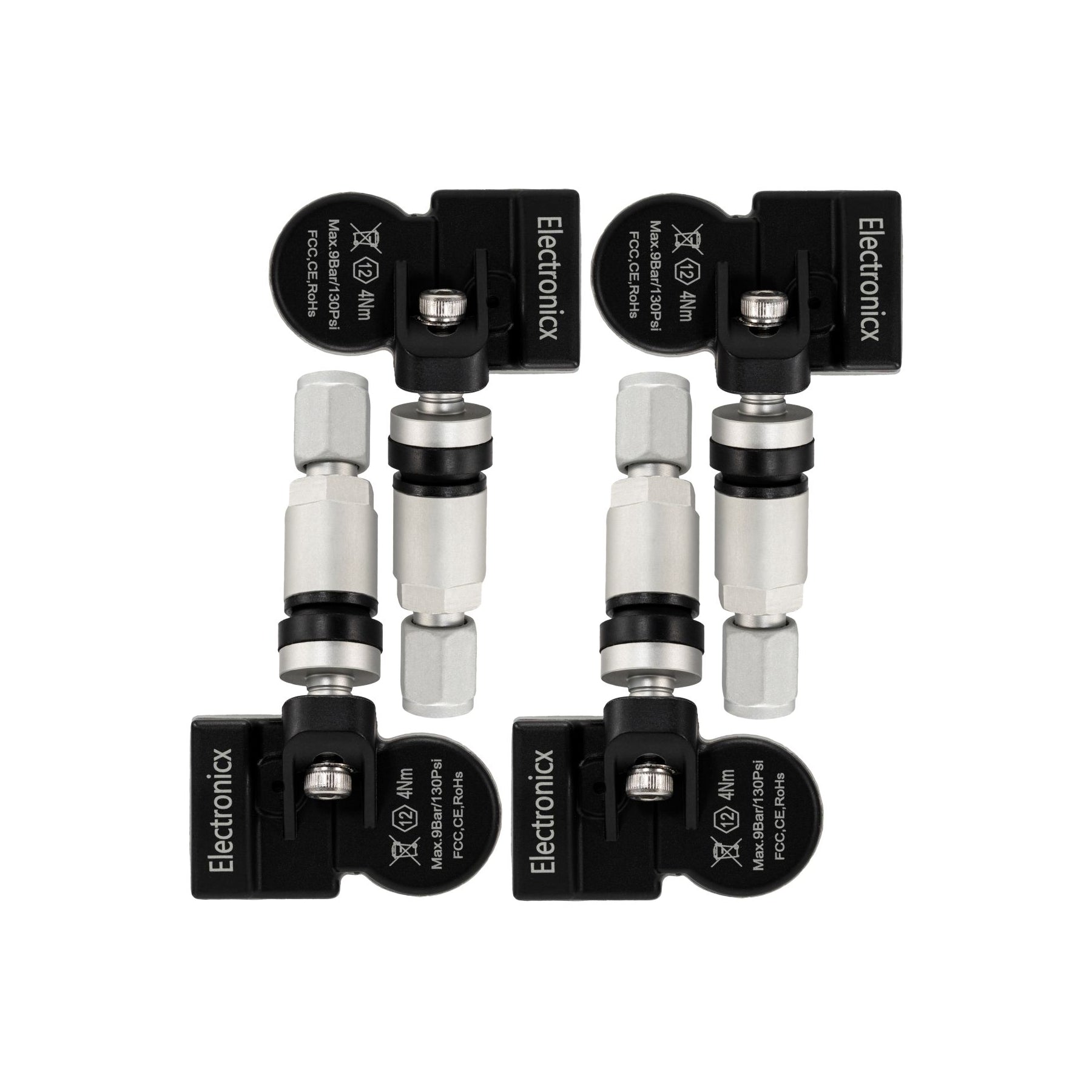 4 Reifendrucksensoren RDKS Sensoren Metallventil Silber f&uuml;r Abarth 595 C 01.2015-12.2020