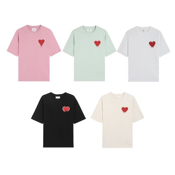 mens t shirt paris tee Loose designer t shirts classic heart embroidered short sleeve womens shirt