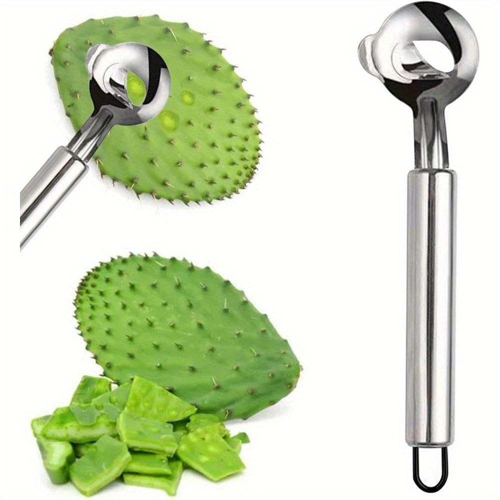 TEMU 1pc Stainless Steel Cactus Thorn Remover And Peeler - Manual Pasta Cutter, Nopales Peeling Tool, Food- Kitchen Gadget For Home Use, Culinary