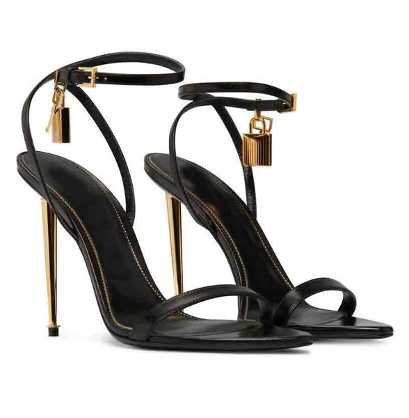 2025 Luxury Brand Woman Sandal queen high heel gold heel Padlock leather sandals high-heeled top Designer naked sandalie pumps
